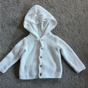 Carter's White Knit Hooded Cardigan